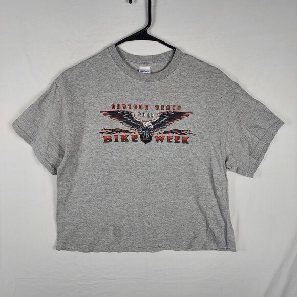 Daytona Beach Bike Week 2019 “78th Annual” Eagle Graphic Cropped T‑Shirt Gray L - Picture 1 of 10